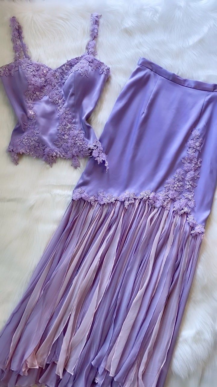 Purple Sheath Spaghetti Straps Lace Appliques Satin Two Piece Evening Dress Party Dress SH2684