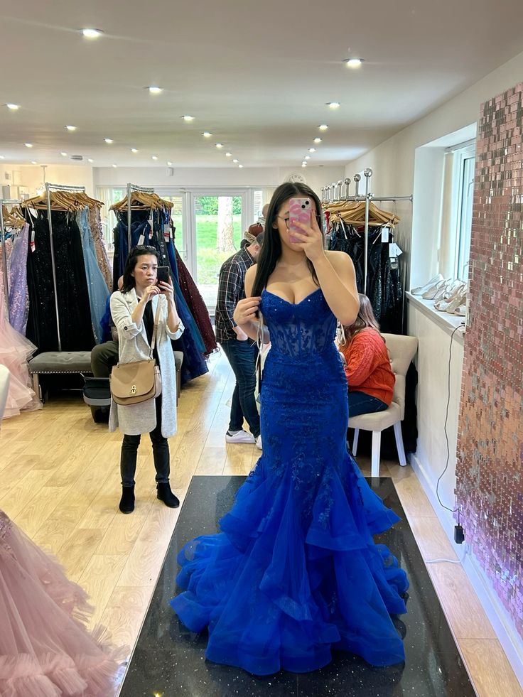 Cute Mermaid Royal Blue Prom Dresses Formal Dresses fg6872