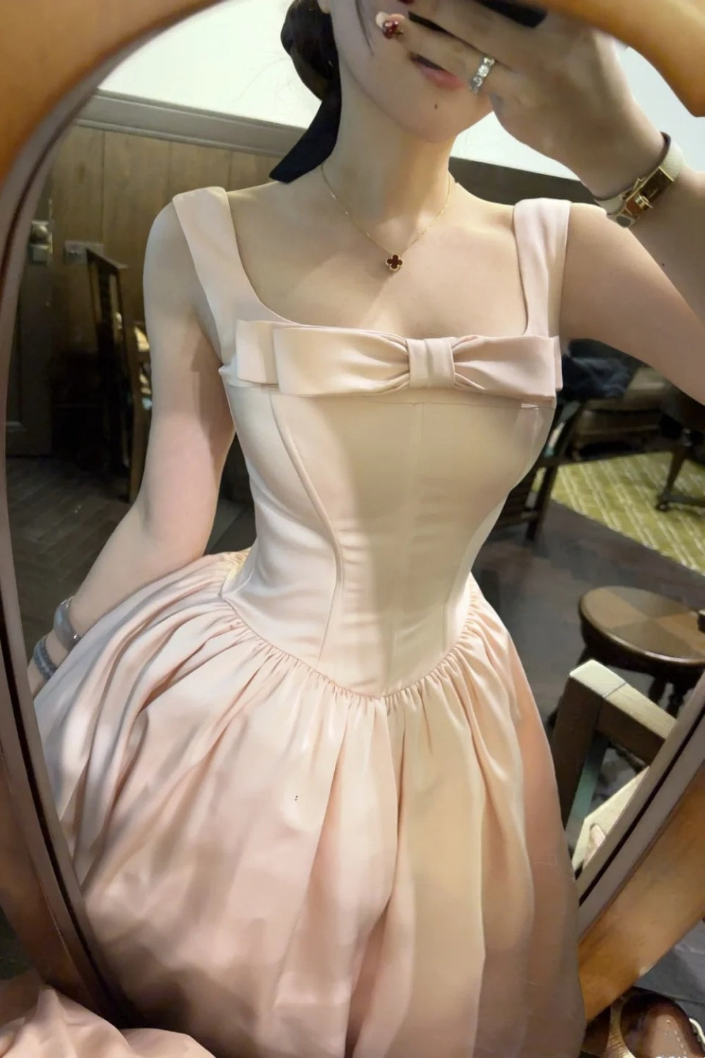 zelldressess-Bridesmaid dress/birthday dress pink/blue bow simple and fashionable Cinderella fairy dress gh5743