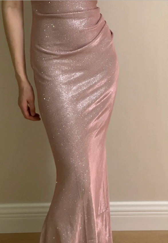 Elegant Pink Mermaid Spaghetti Strap Glittery Long Prom Dress Evening Dress Bridesmaid Dress P4253