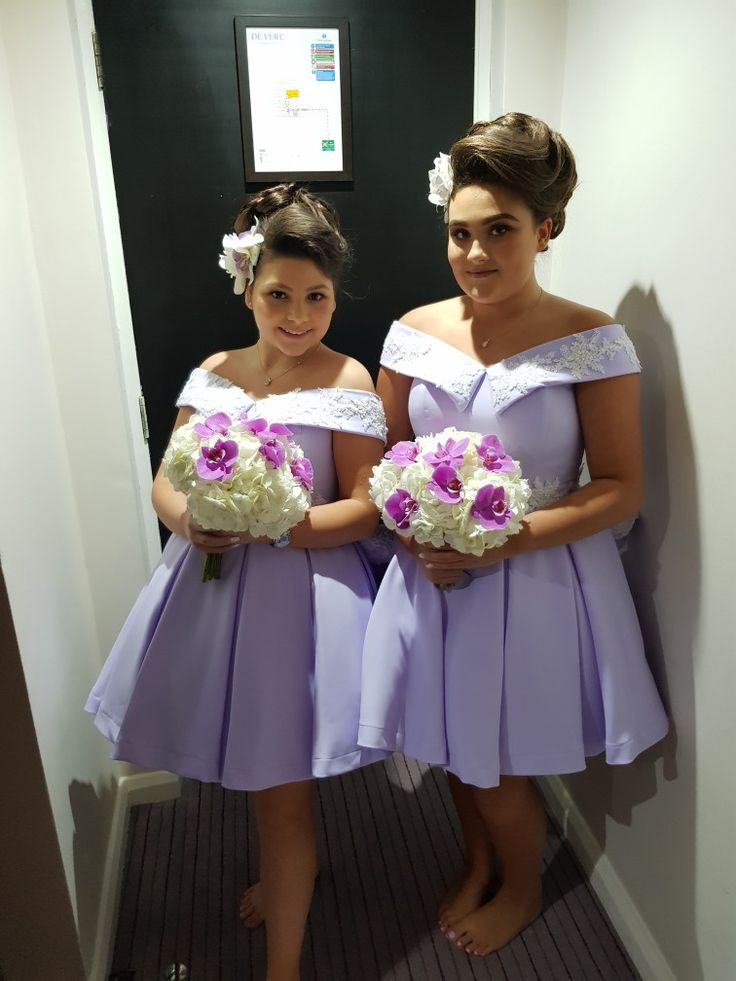 Lavender Bridesmaid Dresses Knee Length Wedding Party Gowns Plus Size Custom Made fg8195