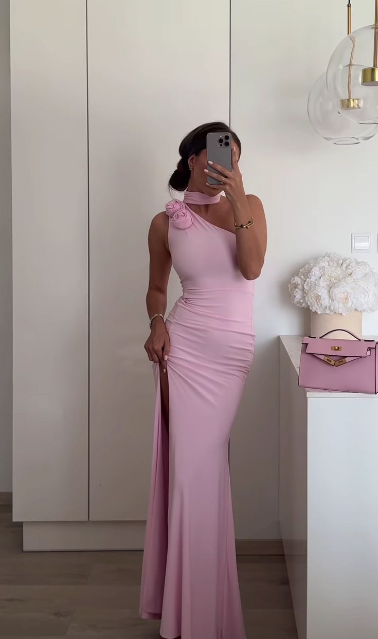 Elegant Mermaid Long Evening Dresses, Cheap Pink Prom Dresses fg6549