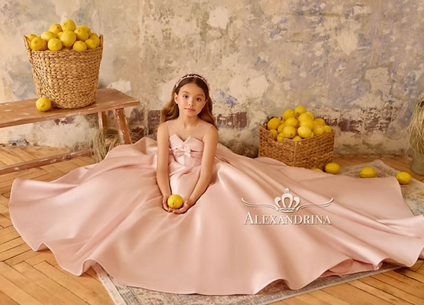 Luxury Soft Pink Flower Girl Dress with Shiny Birthday Party J376