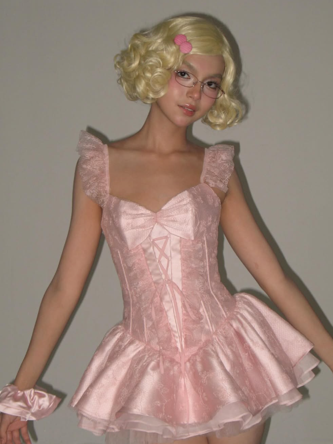 Cute Pink A Line Spaghetti Strap Satin Lace Mini Homecoming Dress Cocktail Dress Birthday Dress SH3812