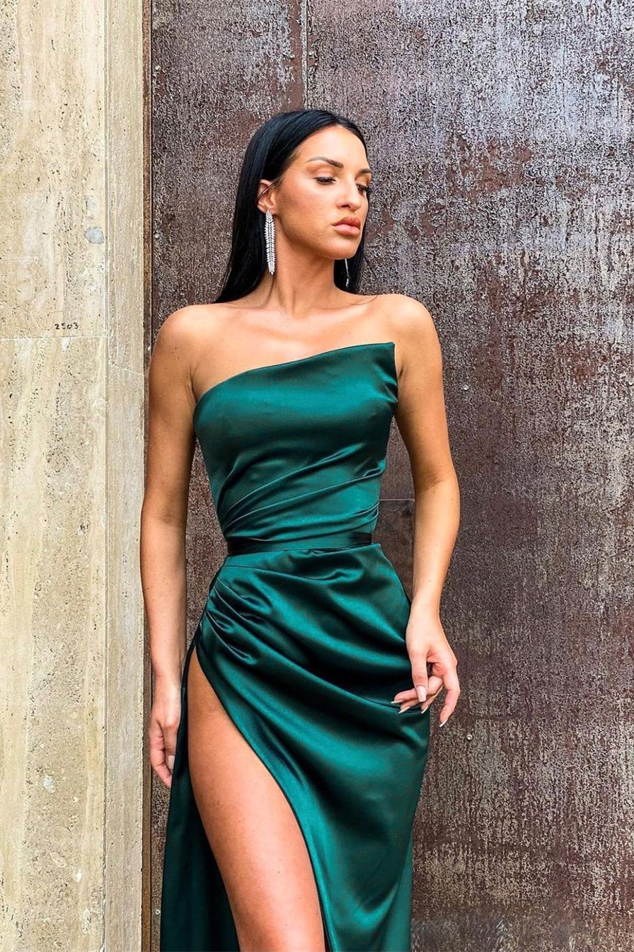 Dark Green Split Long Evening Dress With Split PD0451