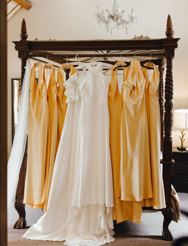 Simple Mermaid Halter Yellow Satin Open Back Bridesmaid Dress Evening Dress SH2796