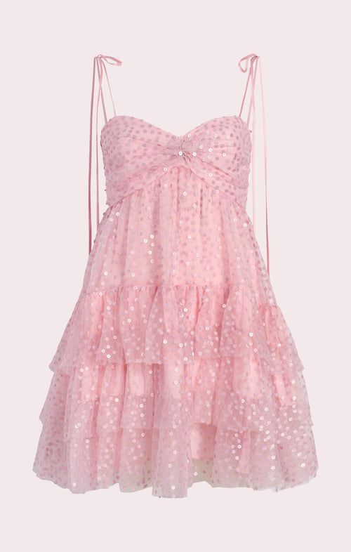 Simple A Line Spaghetti Straps Pink Sequin Short Formal Homecoming Dresses Party Graduation Dress Hoco Dresses DH2750