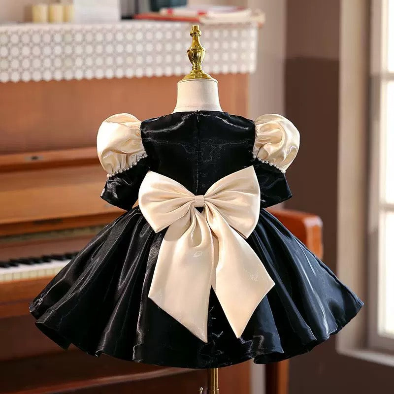 Black Girl Princess Dress Knee Length for 1st Birthday J407