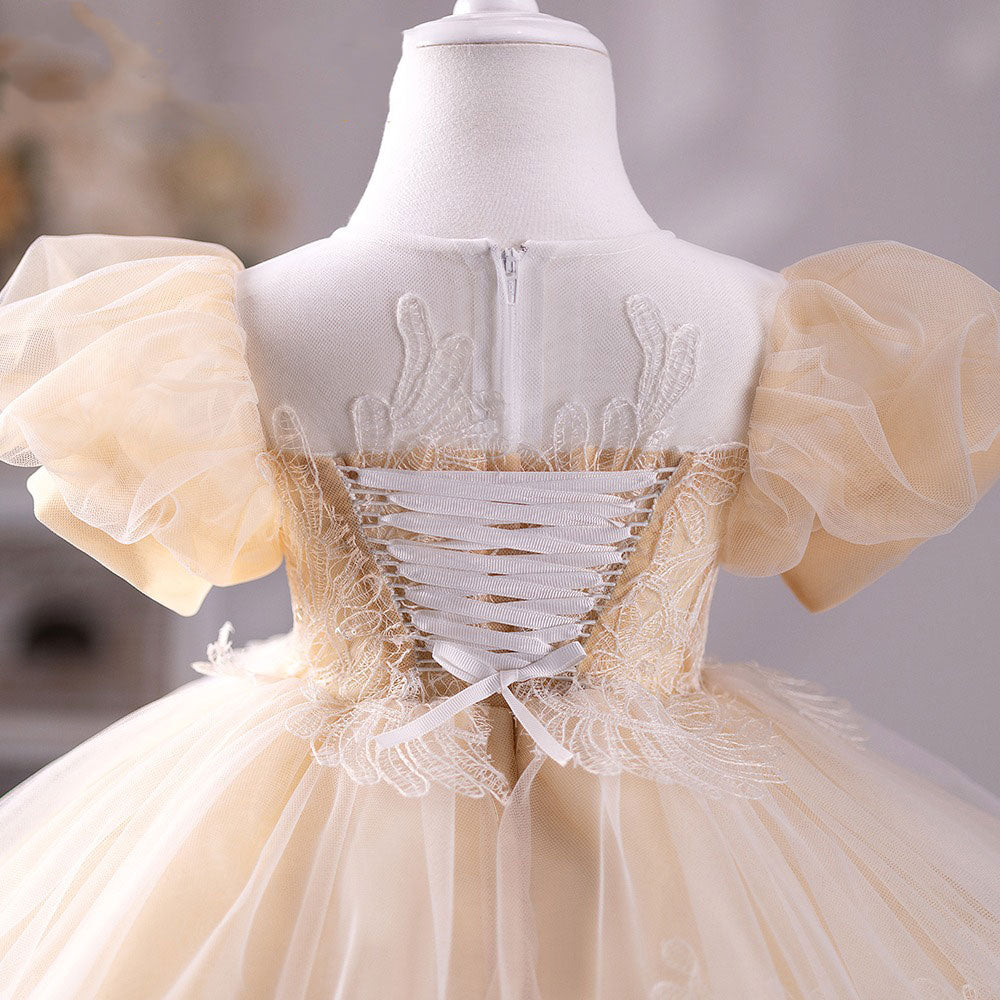 Champagne Girl Dress for Kids Wedding Birthday Party J233