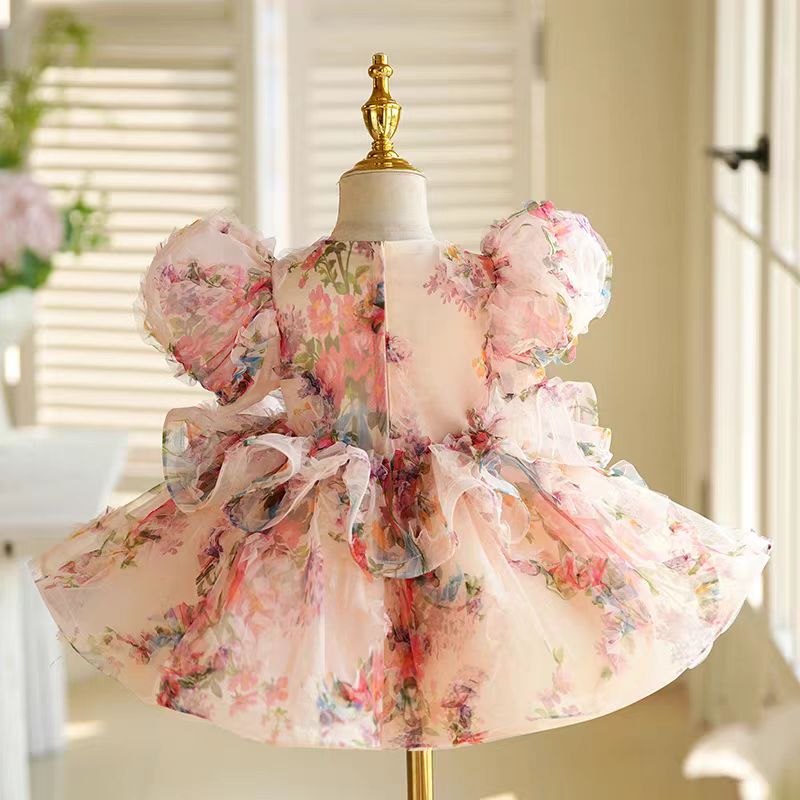 Floral Girl Princess Dress Knee Length Toddler 1st Birthday J410