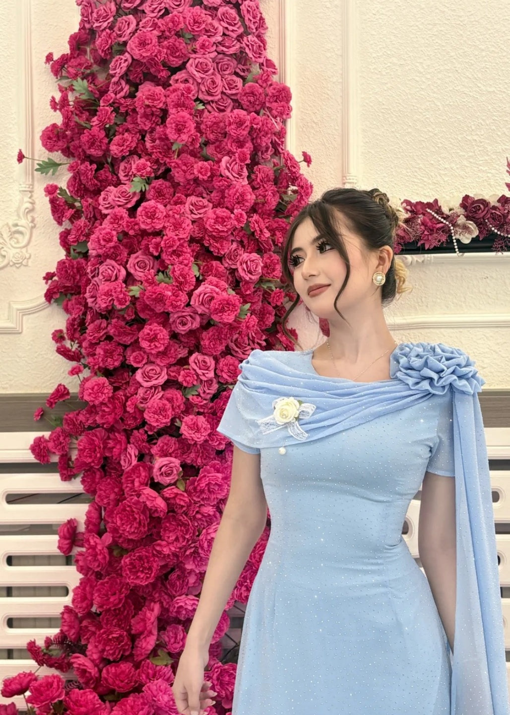 Elegant Sheath Blue Bridesmaid Dresses Chiffon Jewel Evening Dresses ED05478