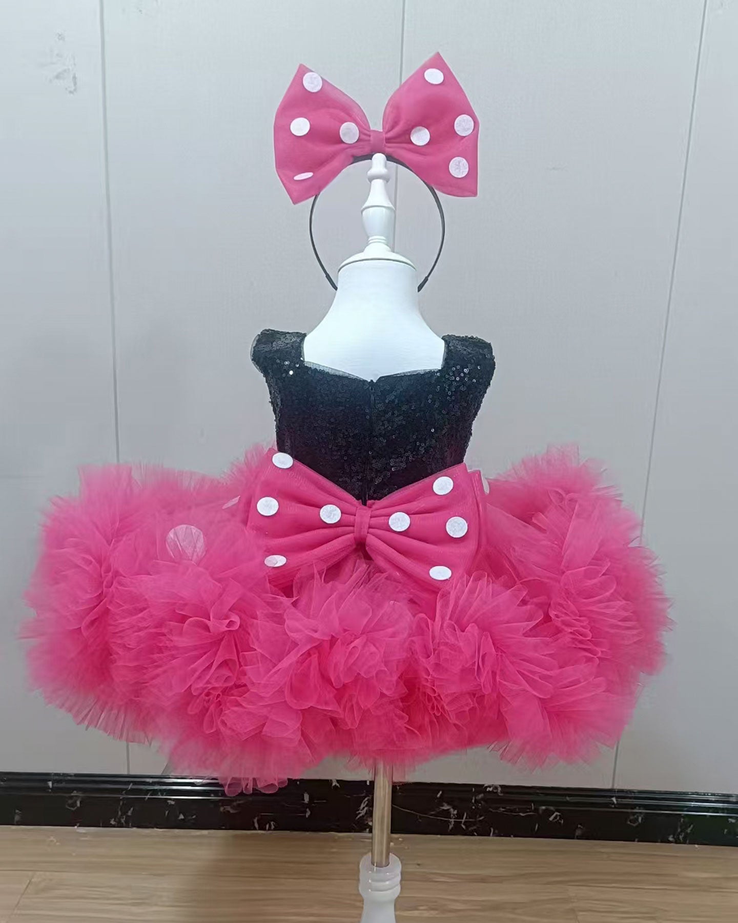 Fuchsia Sequin Flower Girl Dress Birthday Party Tulle Gown D188