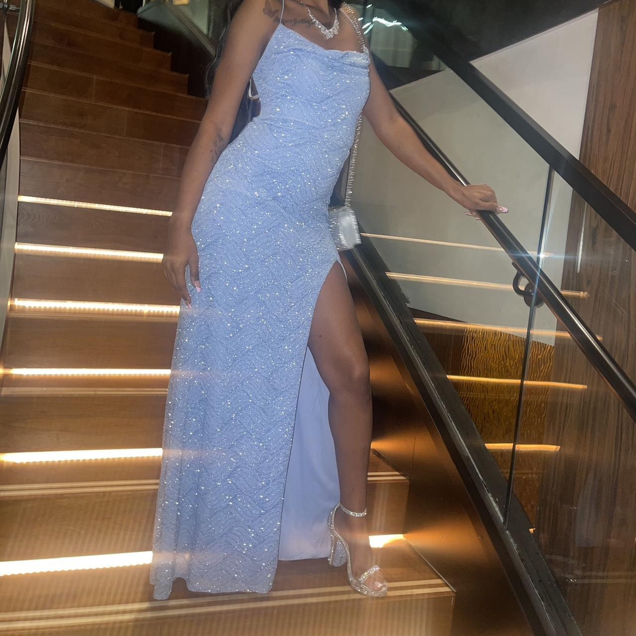 Sparkly Blue Sequins Evening Dress,Long Elegant Party Womens Dresses