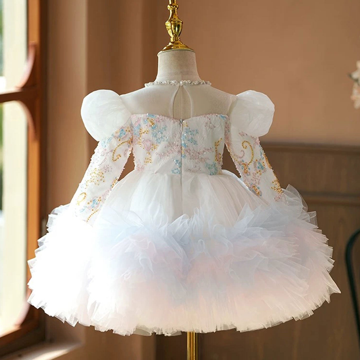 Floral Girl Princess Dress Knee Length for 1st Birthday J408