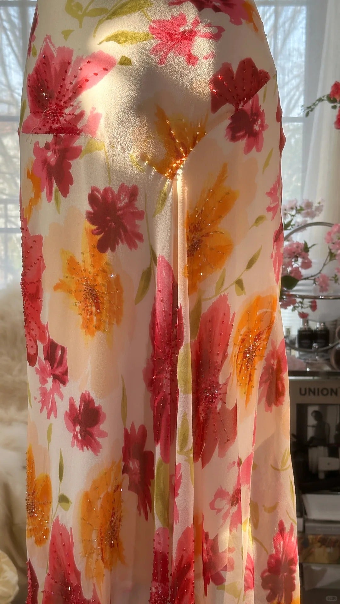 Colorful Printed V-Neck Chiffon Mermaid Prom Dress P3288