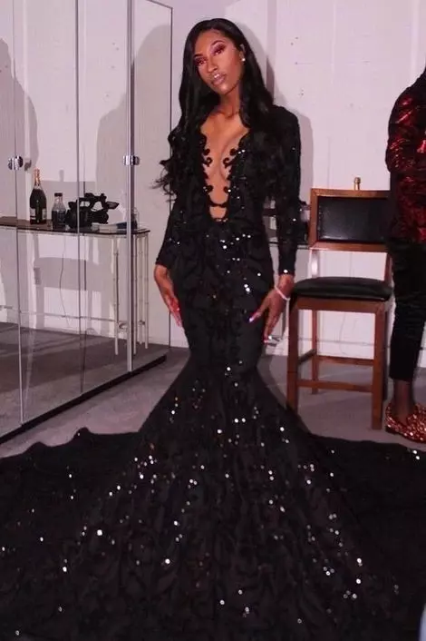 Mermaid prom dress, evening dress, party dress, junior prom dresses, black prom dress cg24853