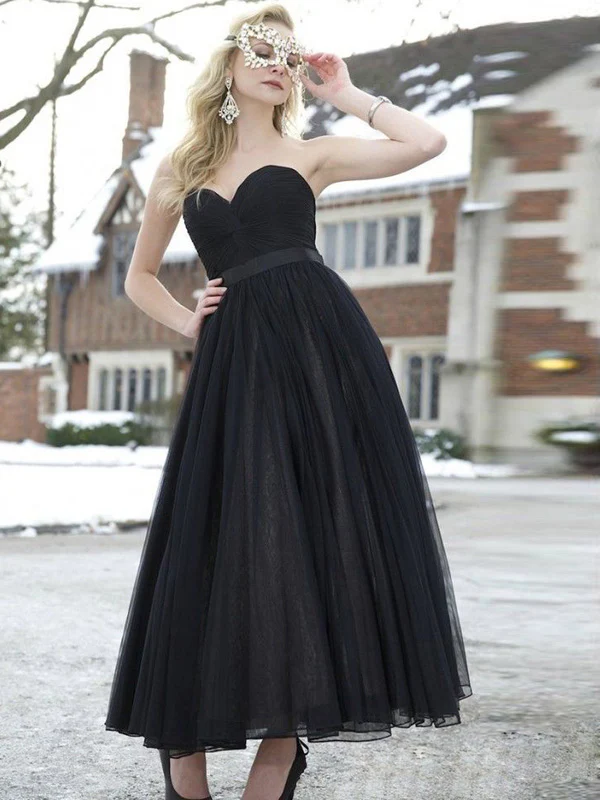 Black Prom Dresses Sweetheart A-line Ankle-length Cheap Sexy Long Prom Dress cg5705