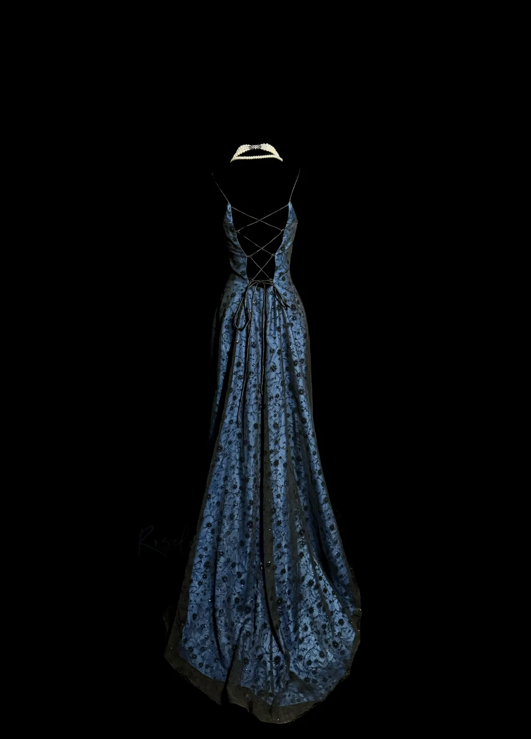 Vintage A Line Spaghetti Straps 1950s Retro Classy Lace Navy Blue Prom Dresses Party Dress 21st Birthday Outfits Graduation Dresses W862