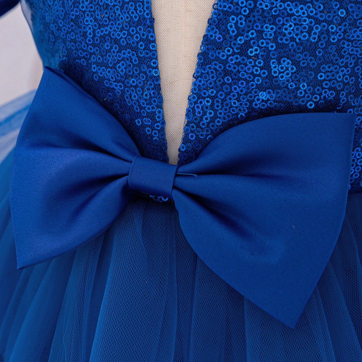 Luxury Royal Blue Flower Girl Dress for Kids Birthday Party Gown D174