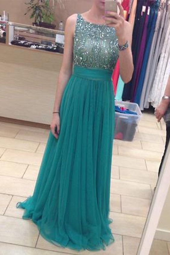 Blue Prom Dress,Simple Prom Dress,Princess Prom Gown,Beaded Prom Dresses cg10450
