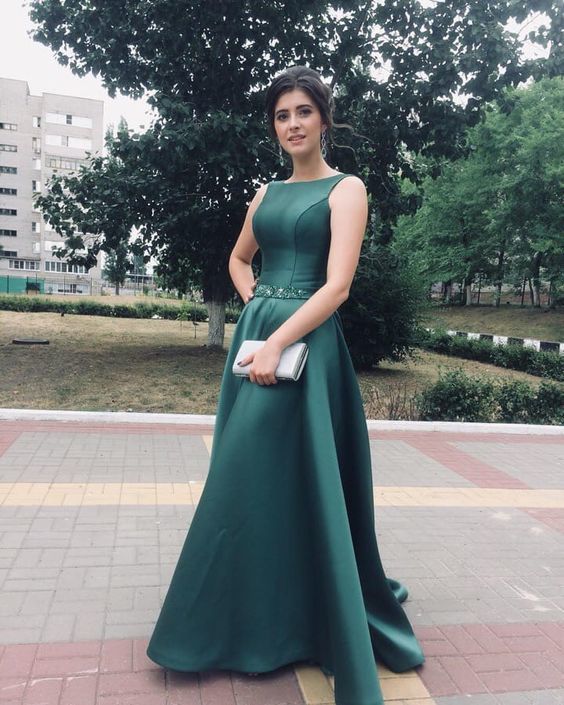 Dark Green Prom Dress,Satin Wedding Dresses cg12457