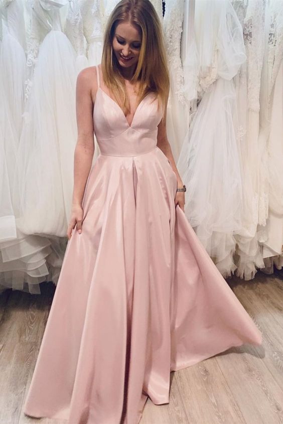 A-Line Long Pink Prom Dresses Formal Evening Gowns cg13028