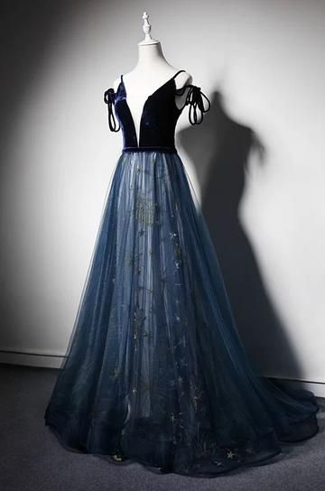 Sexy modern spaghetti velvet bodice puffy skirt red and blue prom dress cg16201