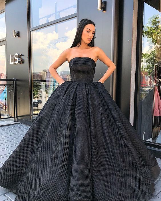 Black prom dresses satin ball gown evening dress cg16708