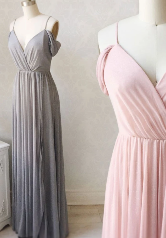 SIMPLE V NECK OFF SHOULDER PINK PROM DRESS, PINK BRIDESMAID DRESS cg17276