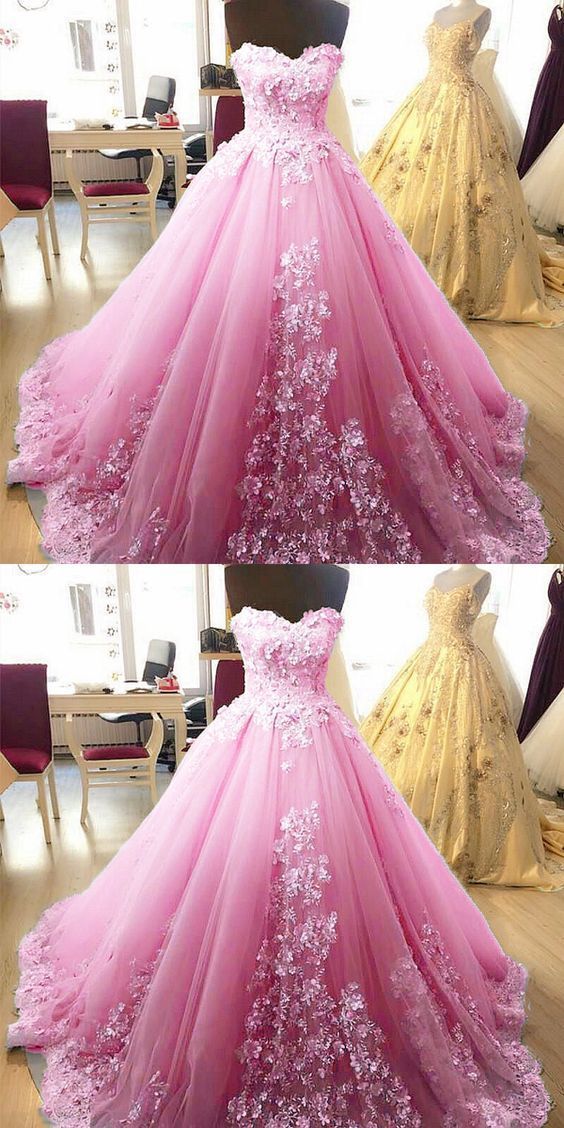 Light pink prom dresses sweetheart ball gown lace embroidery cg17982
