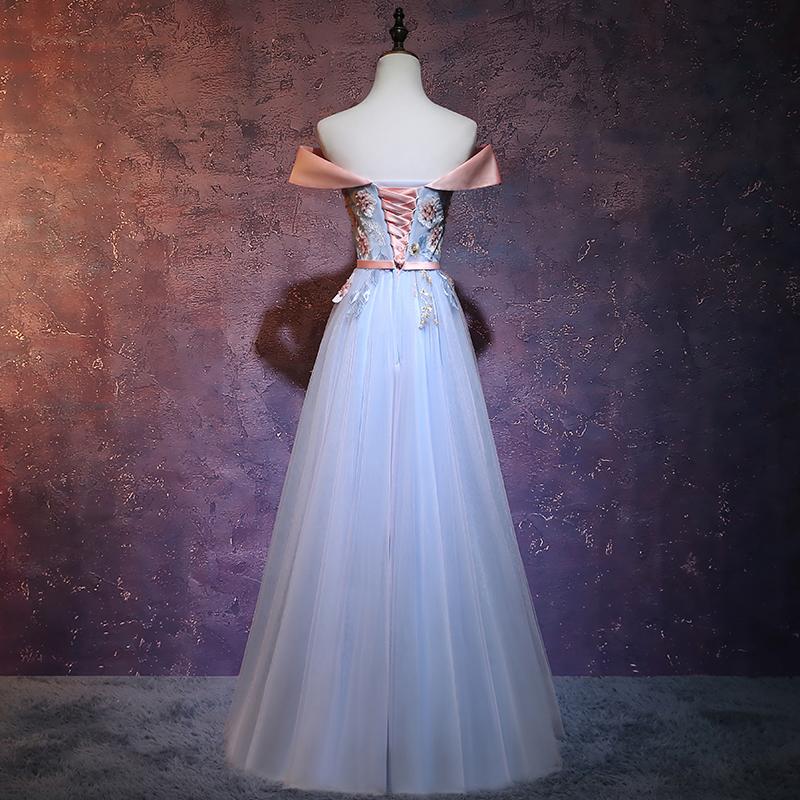 Beautiful Light Blue Off Shoulder Party Dress, Blue Prom Dress cg18857