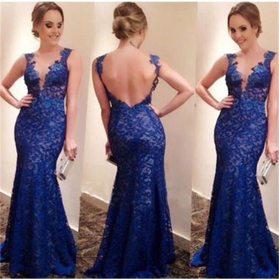Long Prom Dresses, Blue Prom Dresses, Lace Prom Dresses, Sheath Prom Dresses cg19755