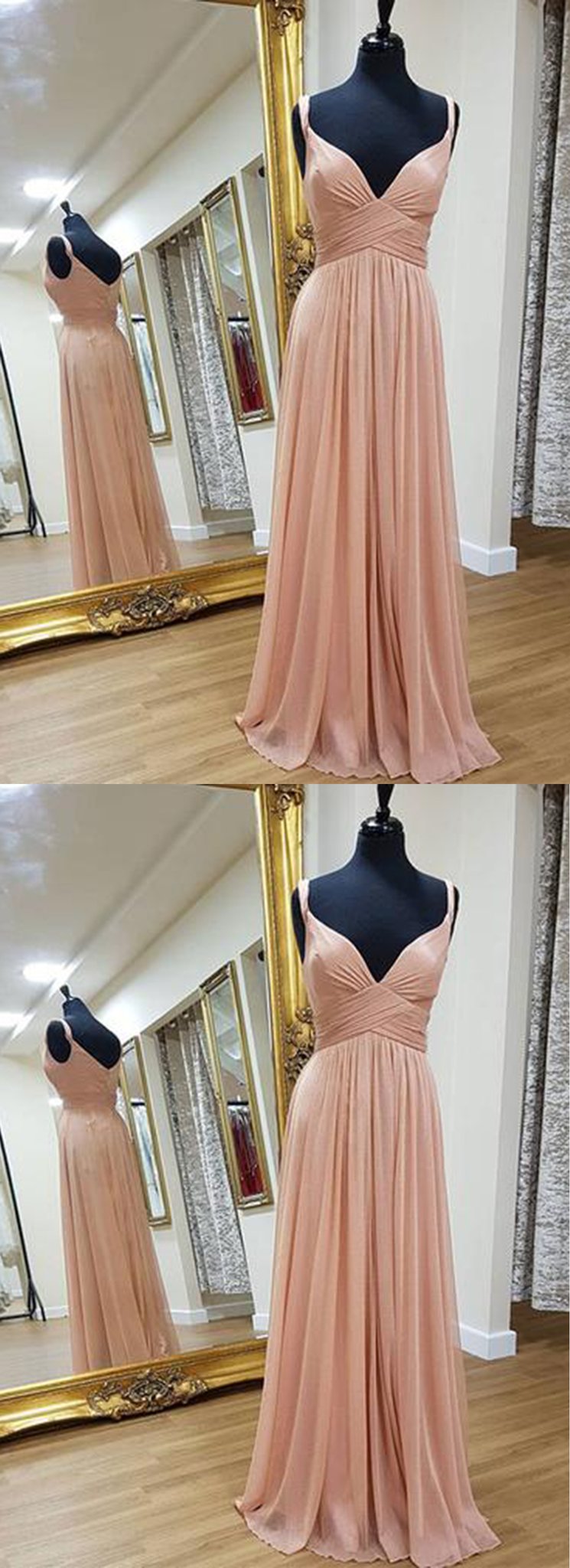 Chiffon Sleeveless V-neck Prom Dresses cg20306