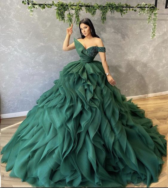 ball gown green Prom Dress, A Line Formal Evening Gowns cg21081