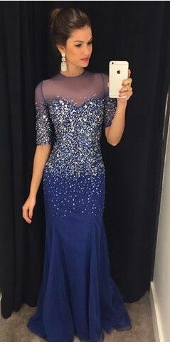 Royal Blue Prom Dresses,Royal Blue Prom Dress,Silver Beaded Formal Gown cg21890