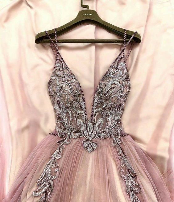 Sexy Deep V neck pink Prom Dresses cg22129