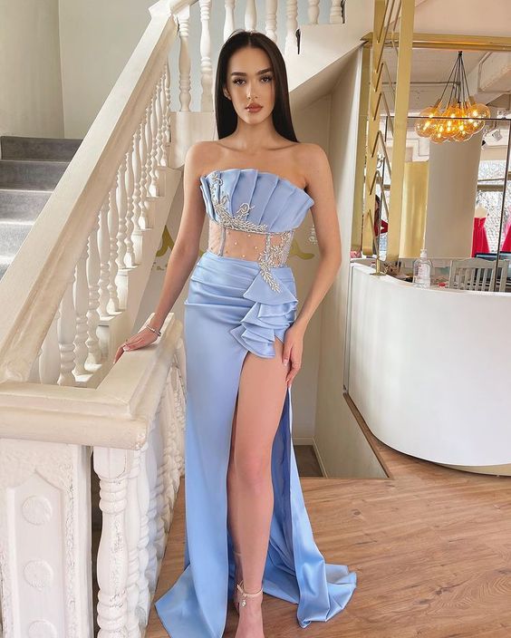 Chic blue prom Dresses sexy evening Dresses cg23587