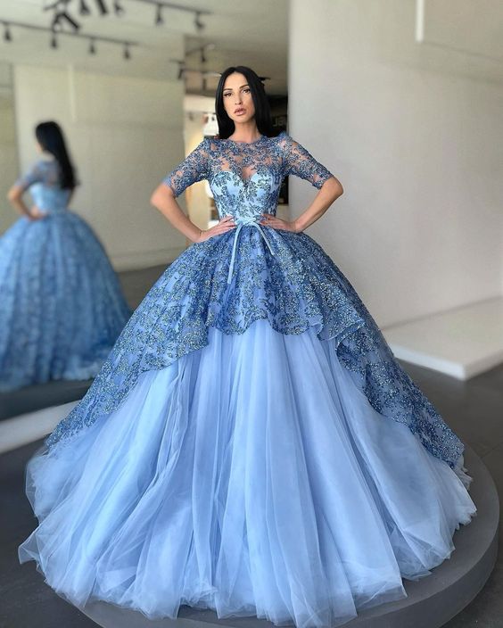 Chic blue prom Dresses ball gown evening Dresses cg23597