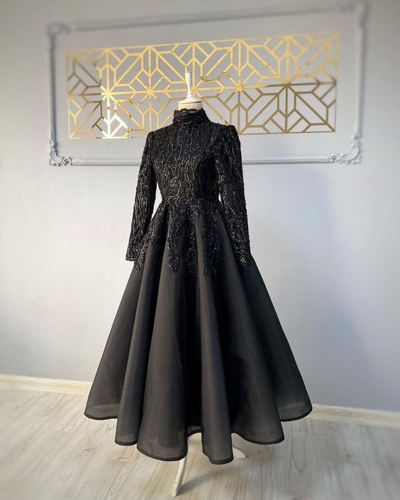 modest blue prom dresses lace emroidery evening dress cg23788