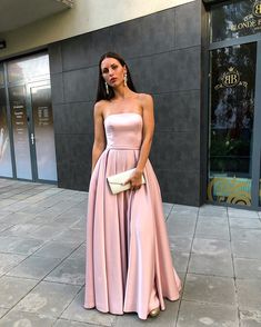 Strapless Prom Dress,Pink Prom Dress,Satin Prom Dress cg5866