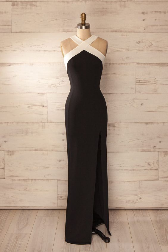 Black Prom Dress,High Slit Prom Dress,Mermaid Prom Dress cg9197