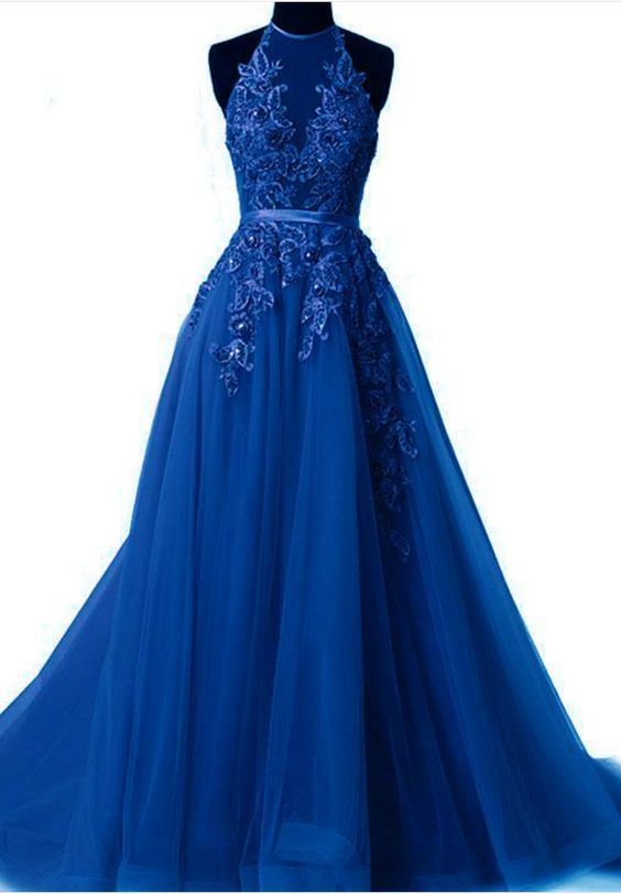 Prom Dresses,modest Royal Blue Prom Dresses, Unique Party Dresses With Lace cg9327