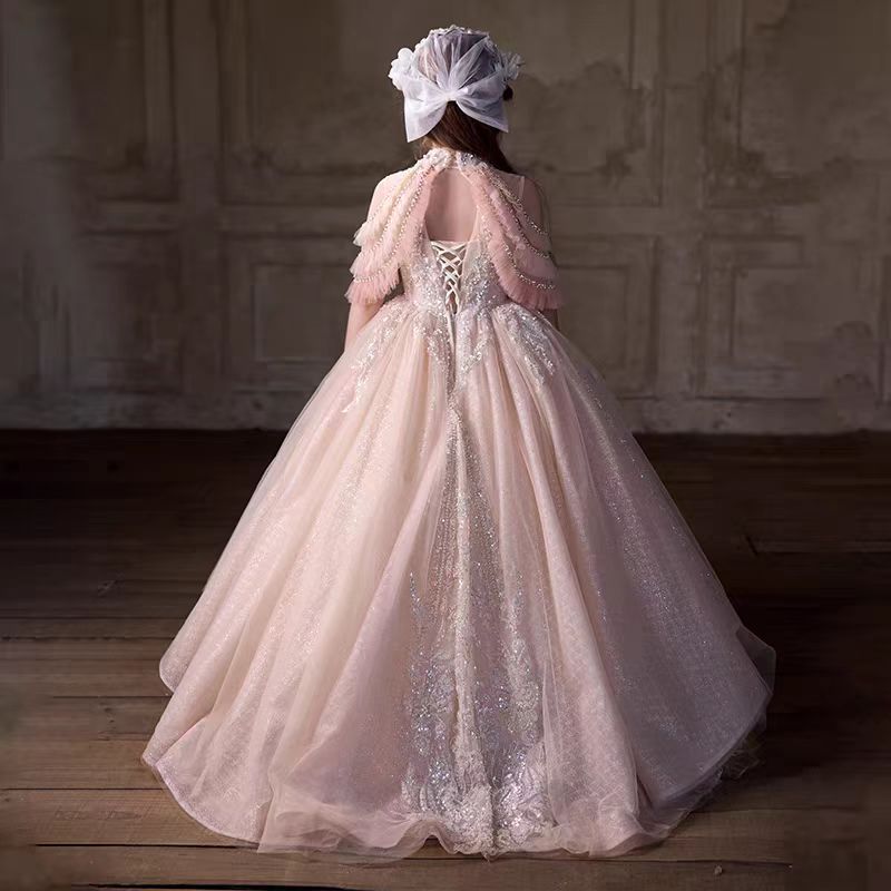 Champagne Luxury Flower Girl Dress for Birthday and Wedding Party J033