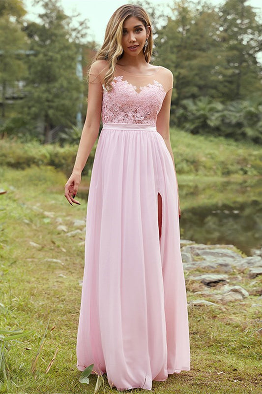 Cap Sleeve Bridesmaid Dress Split PD0269