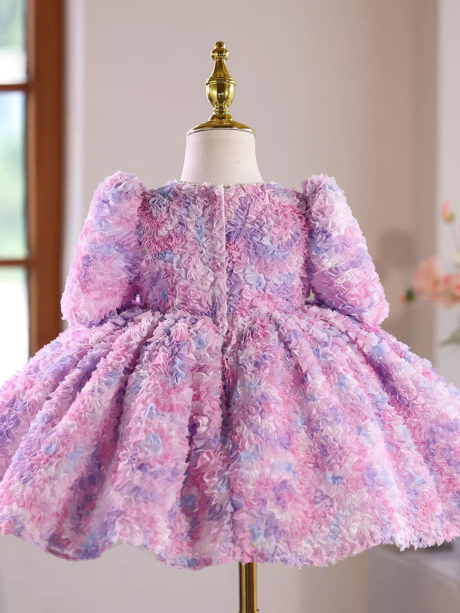 Lilac Princess Lace Flower Girl Dress for Birthday and Wedding J587