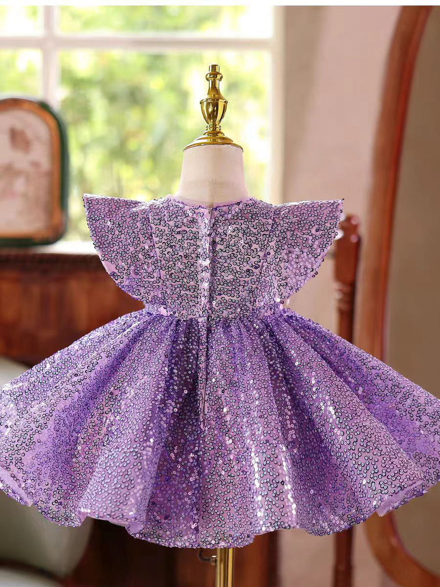 Luxury Purple Sparkle Girl Dress for Birthday and Princess Party J598