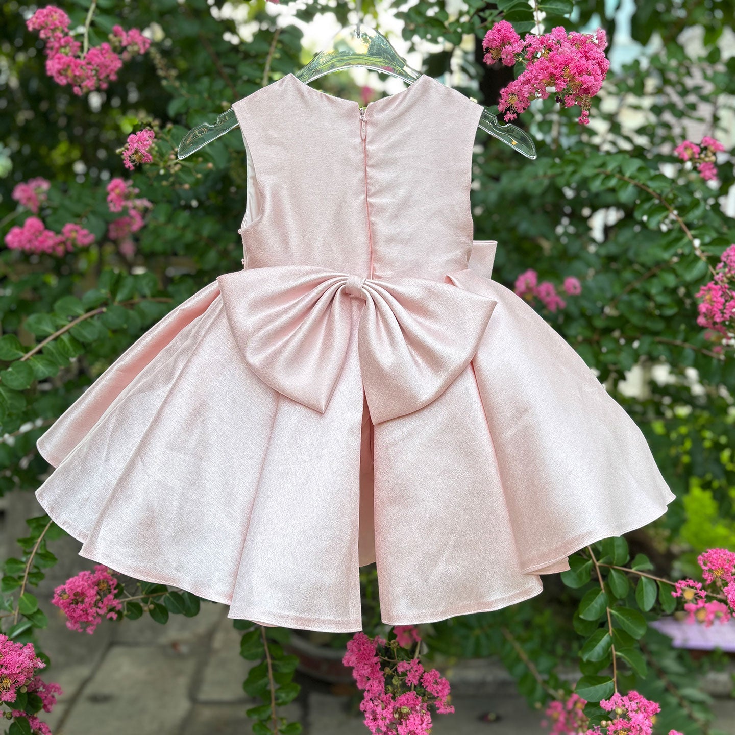 Sweet Pink Birthday Party Dress with Embroidery Flower Girl Dress D140