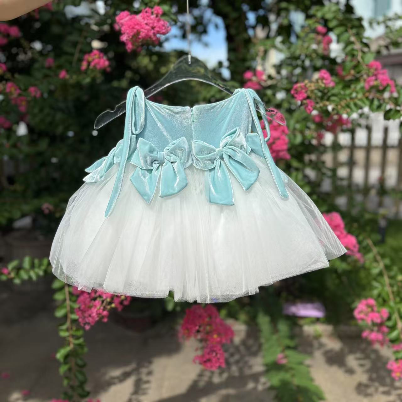 Pink and White Flower Girl Dress for Girls Birthday Party Performance D117