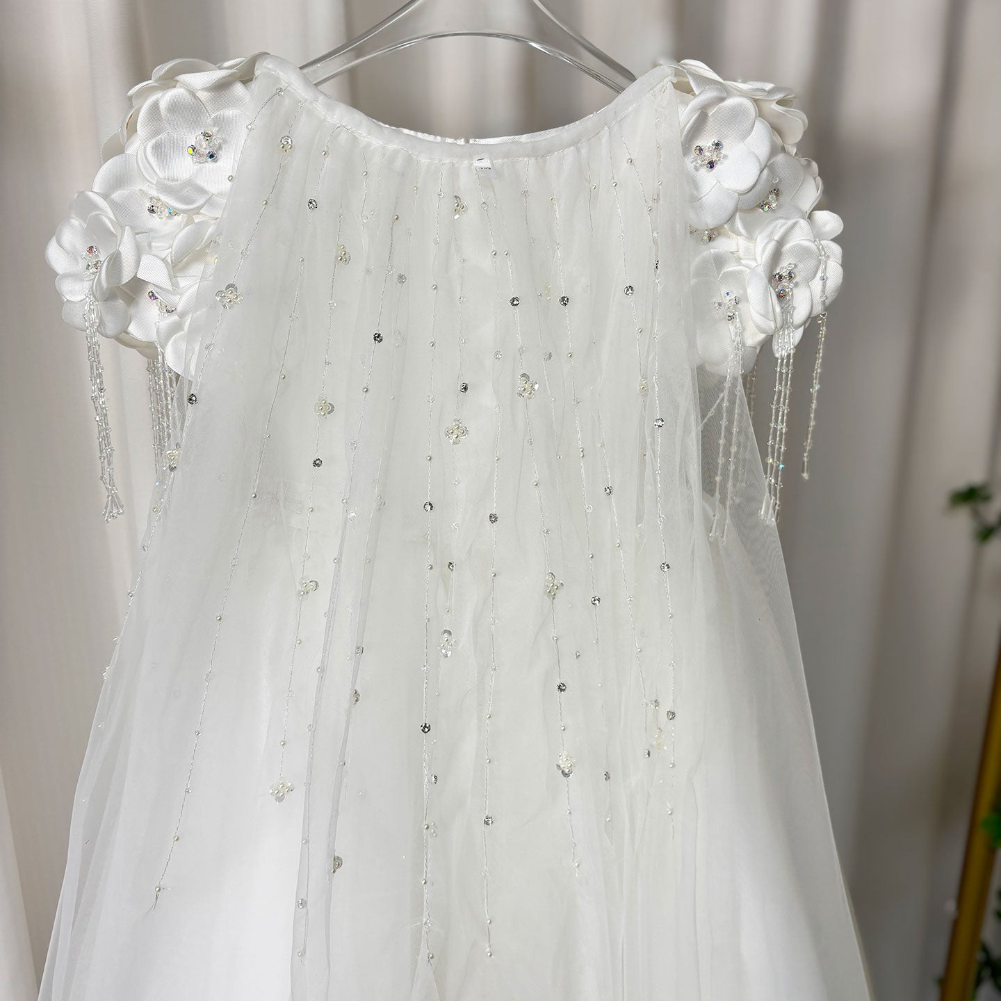 Luxury Dusty Pink Girl Dress Beadeds Arabic with Cap J037