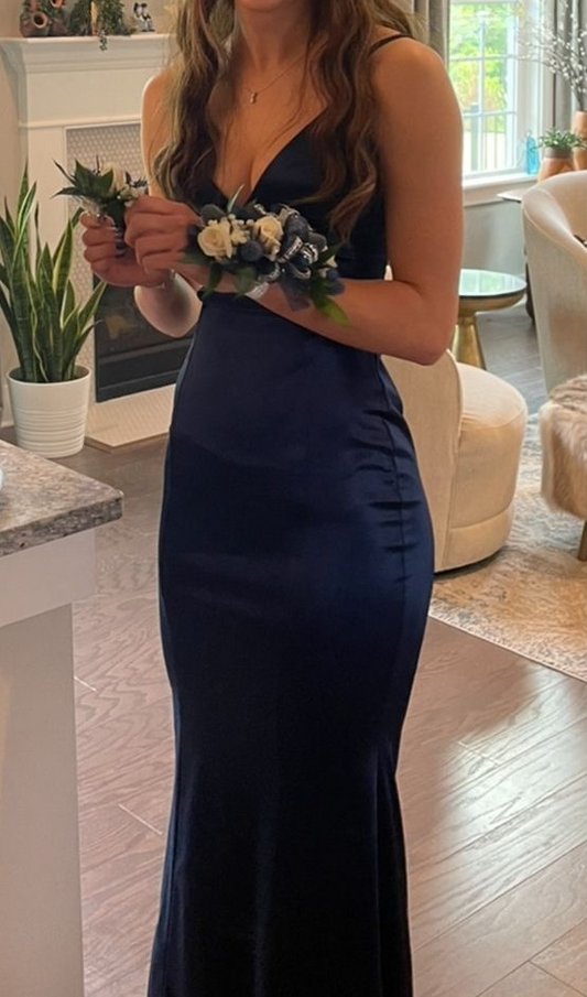 Navy Blue Prom Dress Elegant Evening Party Dress   fg7440